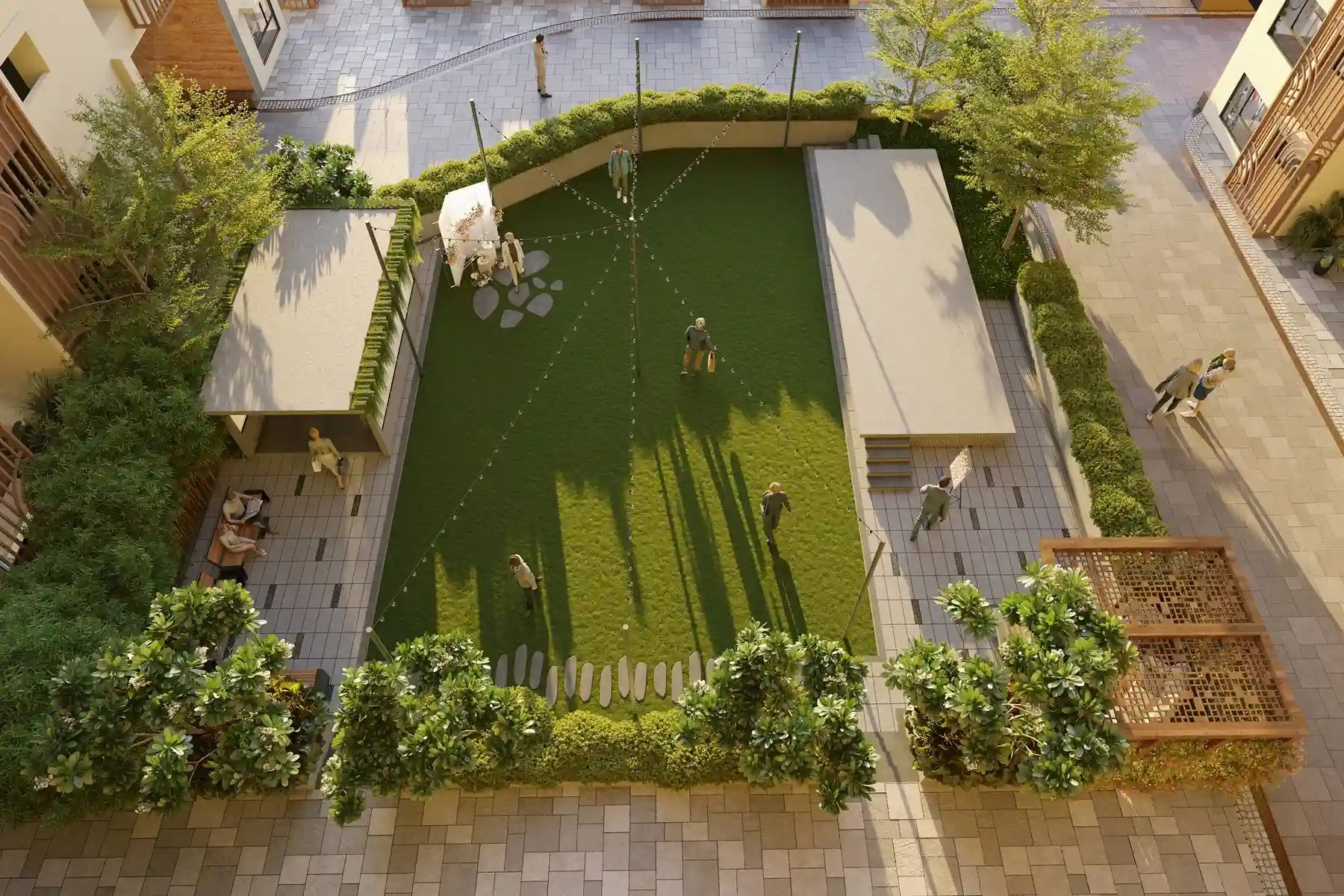 Open-air gathering and events courtyard at Avenor Park, Kurla West